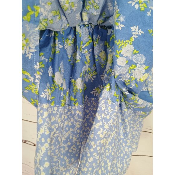 Floral Blue Girls Dress By HappyThreads 5Y With Button Details & Ruffles - Picture 5 of 6
